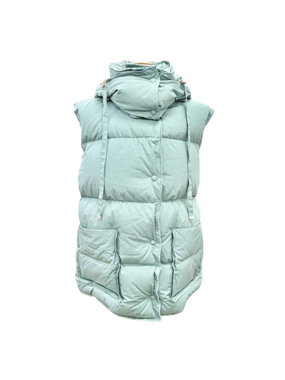Moncler Genius 2 Batty Cotton Logo Hooded Down Vest Green